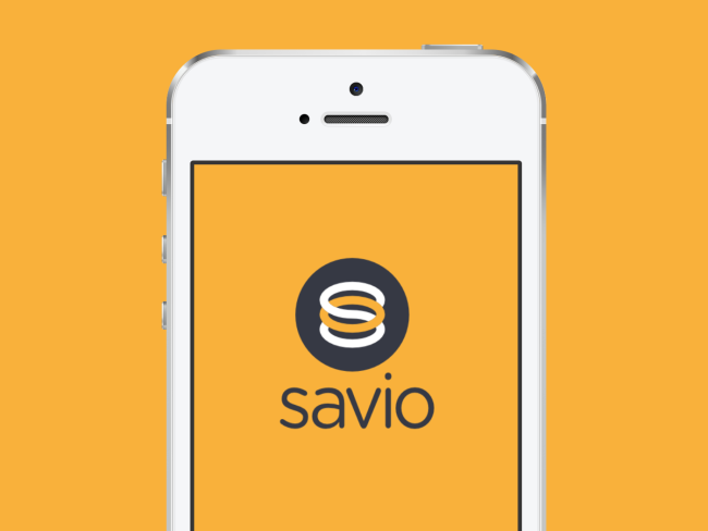 Savio logo on a iphone screen