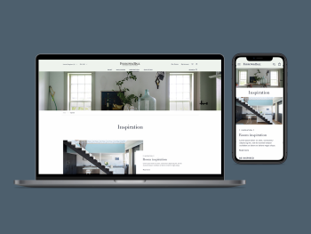 Desktop and Mobile mock ups of the page inspiration of the paint brand Farrow & Ball.