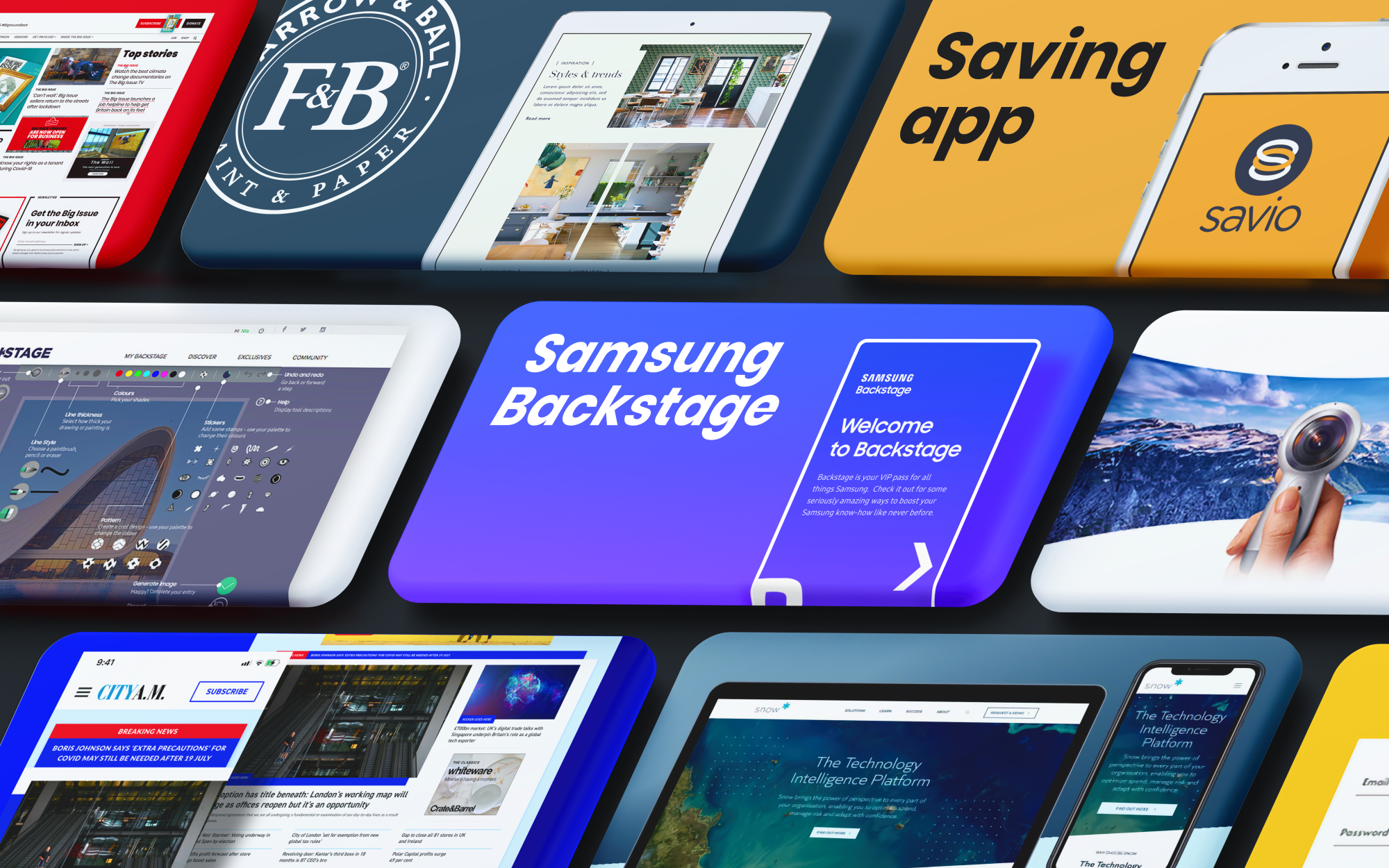 A series of cards where some of the clients I work while I was part of an agency.