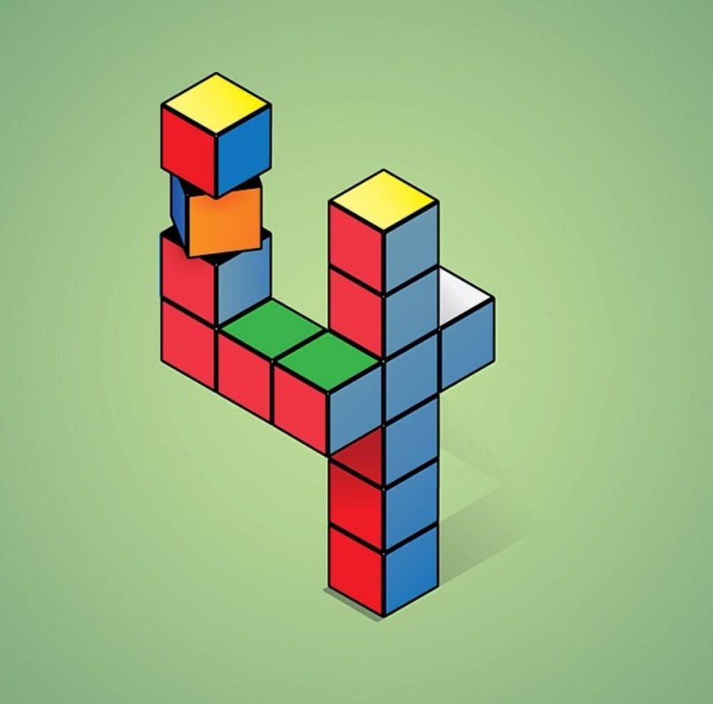 Number four inspired on the Rubik's cube