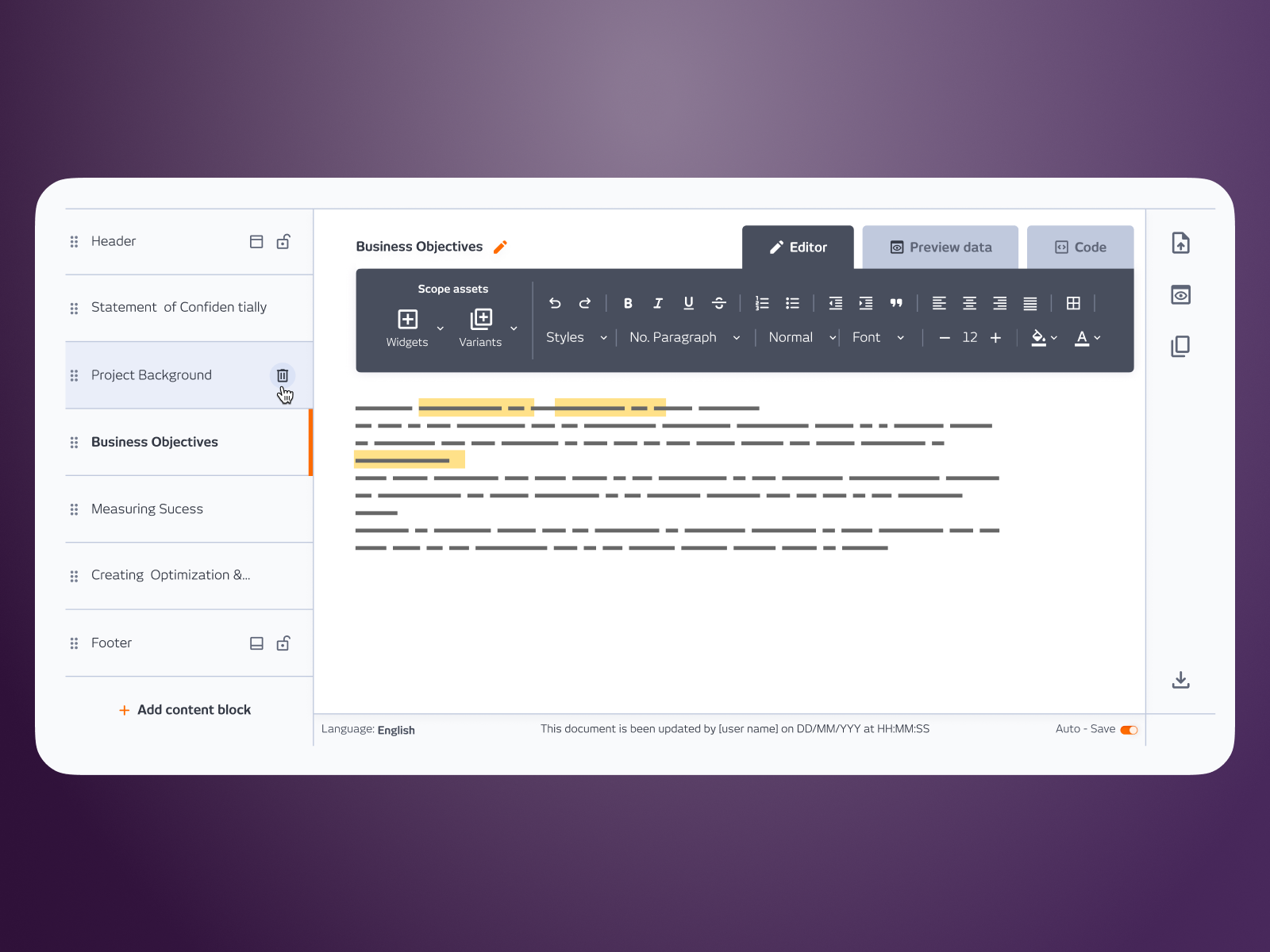 Outputs were the most important feature on the platform, the moment all the scoping work became a document a client could actually see. The existing tool was cluttered, confusing, and barely functional. A full redesign that turned a broken MVP into something users recognised and trusted.