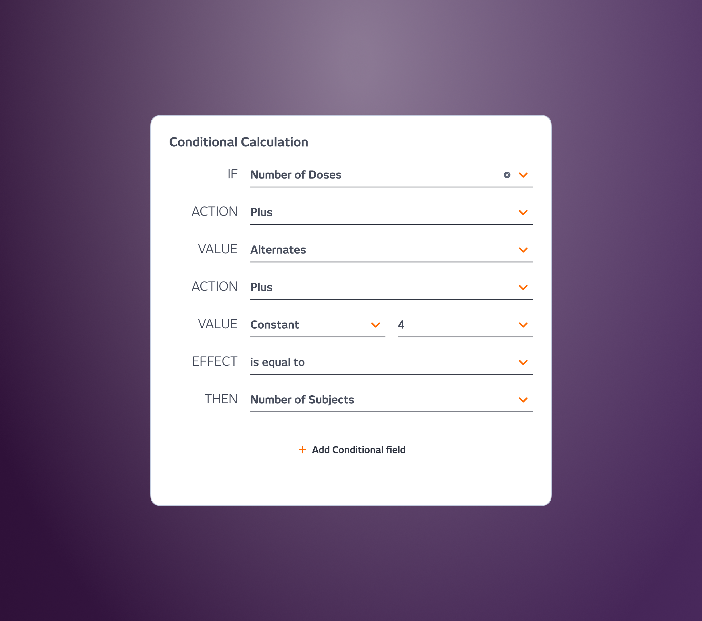 Some deliverables had dependencies on data generated during scoping: resources, quantities, costs. We solved it by letting admins set up those conditions at deliverable level through custom formulas.