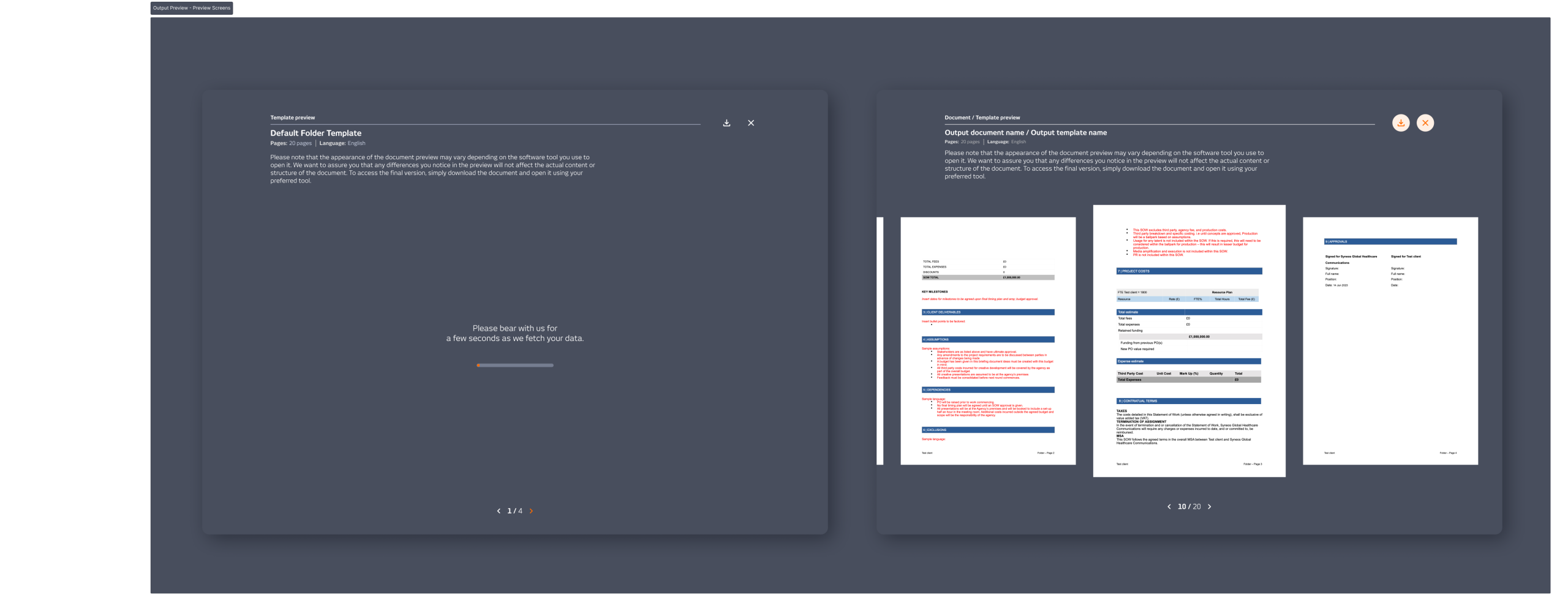 Output Preview – Preview Screens