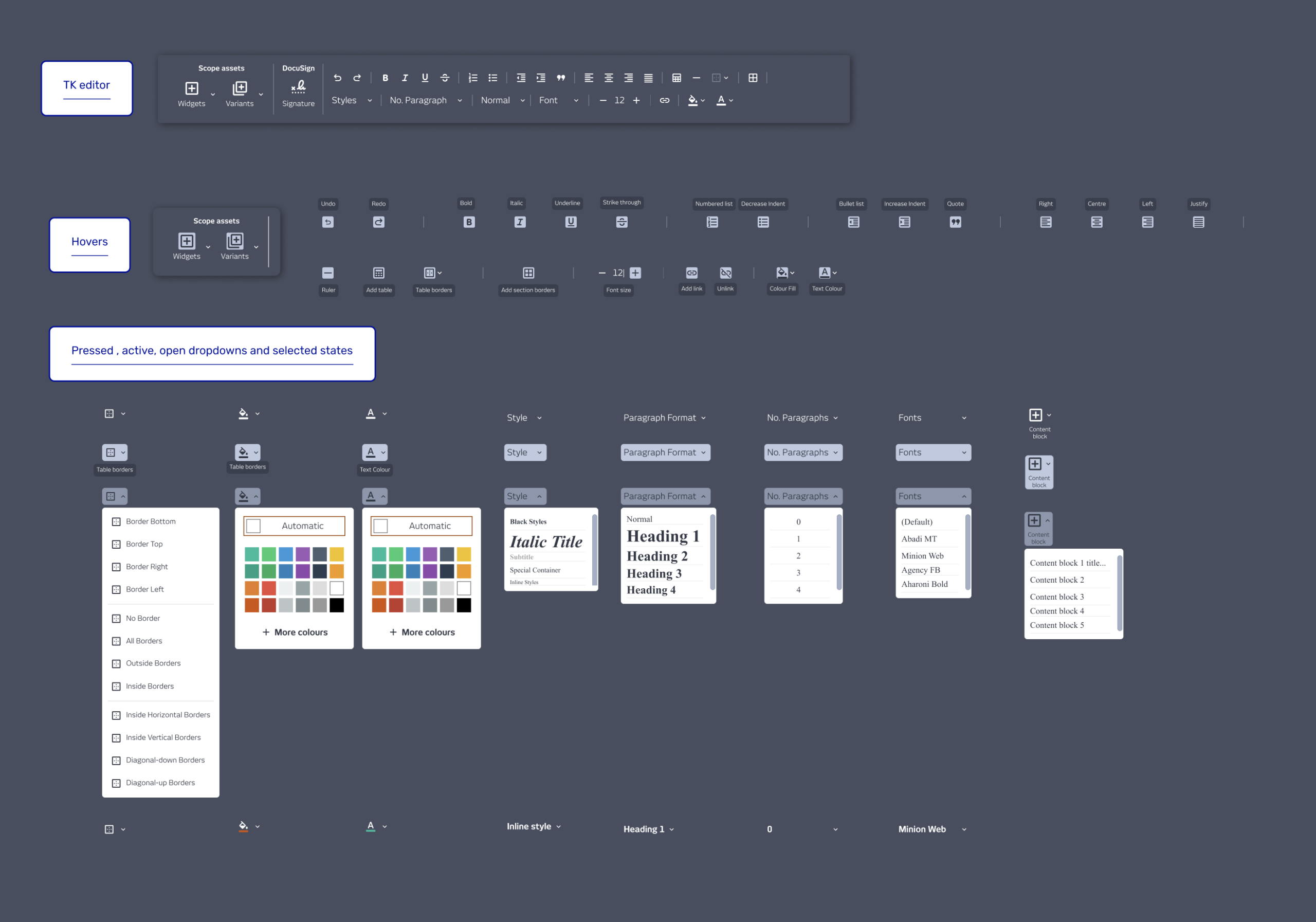 Output editor TK Editor – Tool’s states