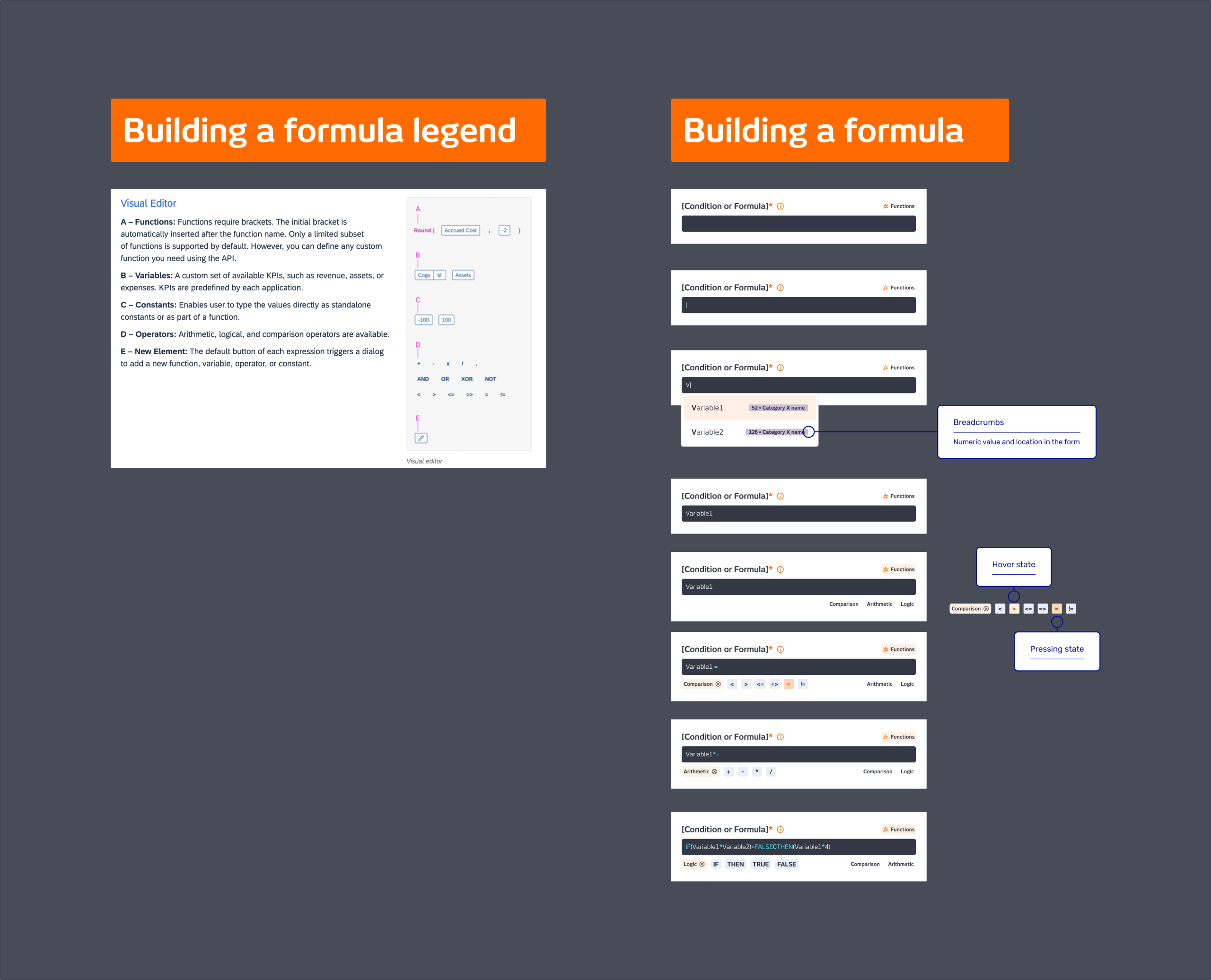 Scenario pricing – Formula builder